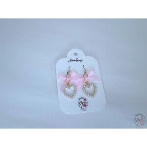 Pearl Heart Bow Earrings